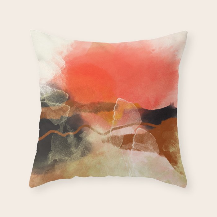peachy sun Throw Pillow Gallery Image 6