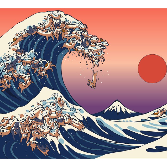 The Great Wave of Dachshunds Coffee Mug Gallery Image 2