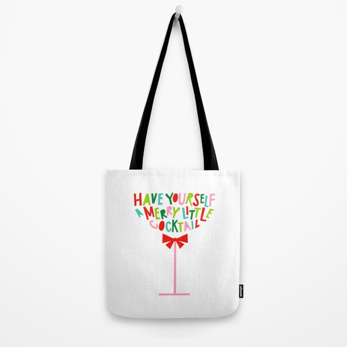 Have Yourself a Merry Little Cocktail - Festive Cocktail Typography Tote Bag Gallery Image 2
