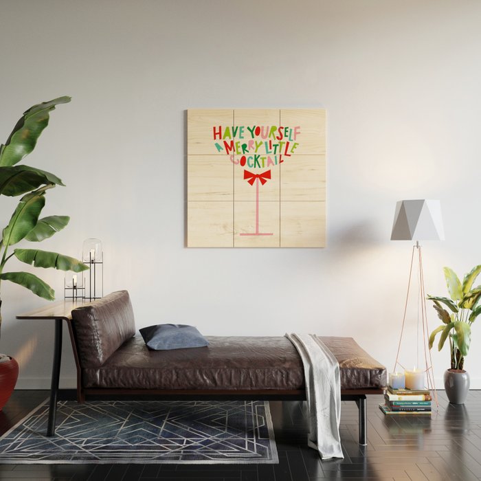 Have Yourself a Merry Little Cocktail - Festive Cocktail Typography Wood Wall Art Gallery Image 2