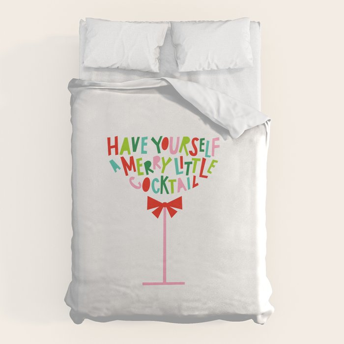 Have Yourself a Merry Little Cocktail - Festive Cocktail Typography Duvet Cover Gallery Image 6