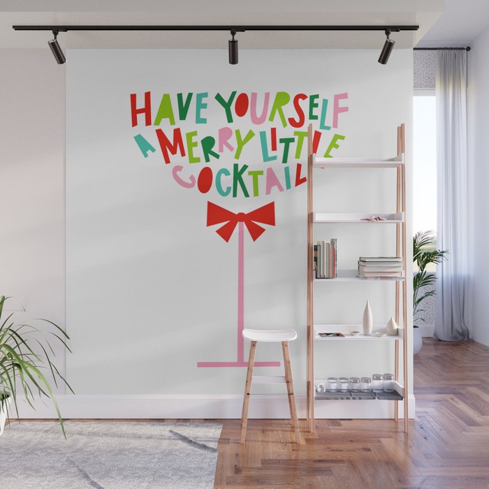 Have Yourself a Merry Little Cocktail - Festive Cocktail Typography Wall Mural Gallery Image 1
