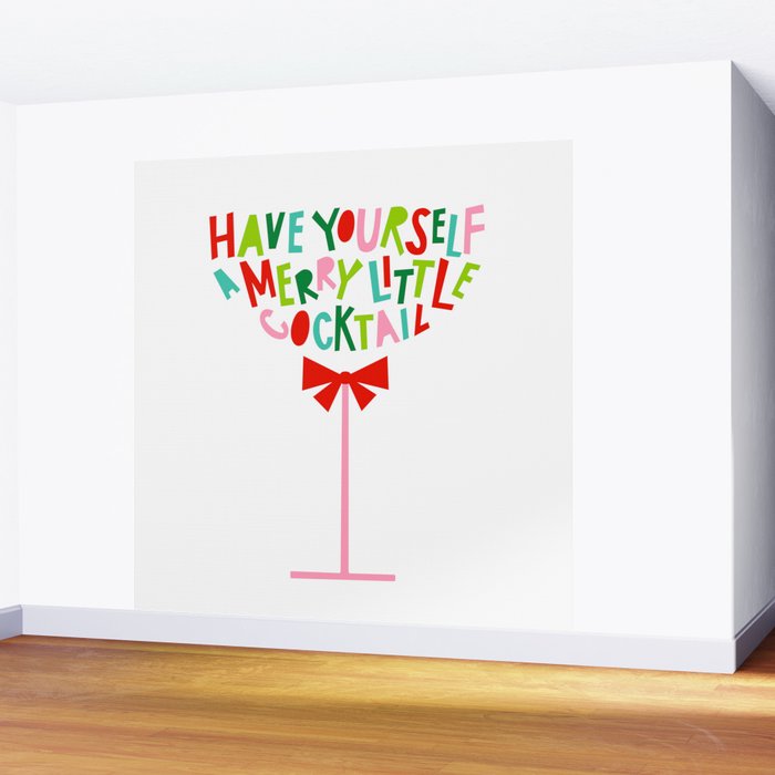 Have Yourself a Merry Little Cocktail - Festive Cocktail Typography Wall Mural Gallery Image 2