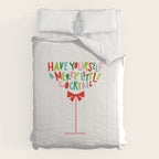Have Yourself a Merry Little Cocktail - Festive Cocktail Typography Comforter Gallery Image 6