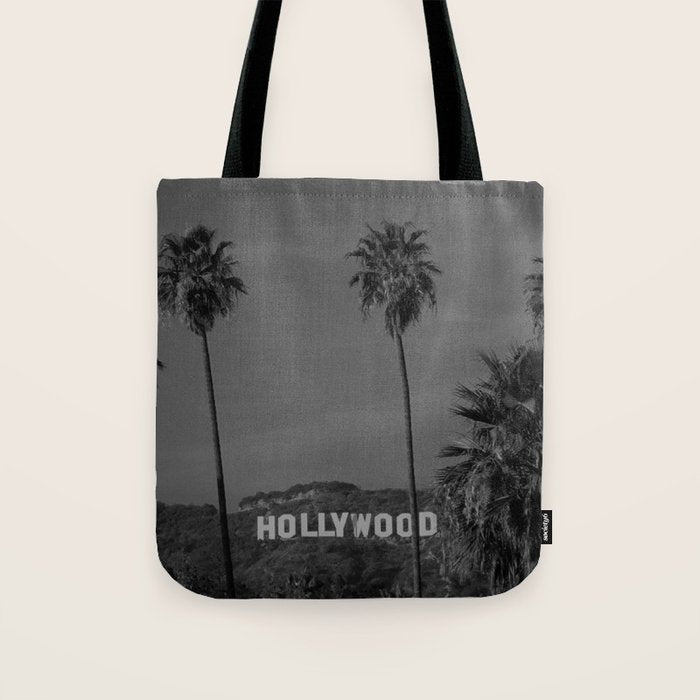 Hollywood Sign, Los Angeles, California black and white photograph / black and white photography Tote Bag Gallery Image 1