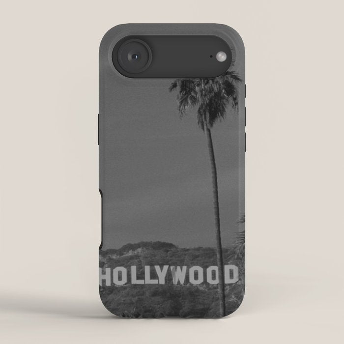 Hollywood Sign, Los Angeles, California black and white photograph / black and white photography iPhone Case Gallery Image 2