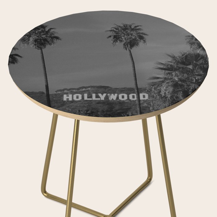 Hollywood Sign, Los Angeles, California black and white photograph / black and white photography Side Table Gallery Image 2