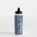 Rooster Painting in Navy Blue - Folk Art Style Water Bottle Gallery Image 3