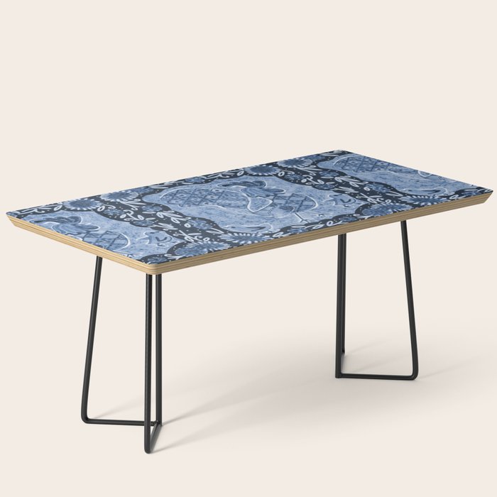 Rooster Painting in Navy Blue - Folk Art Style Coffee Table Gallery Image 1