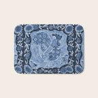 Rooster Painting in Navy Blue - Folk Art Style Bath Mat Gallery Image 1
