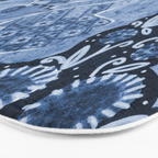 Rooster Painting in Navy Blue - Folk Art Style Bath Mat Gallery Image 3