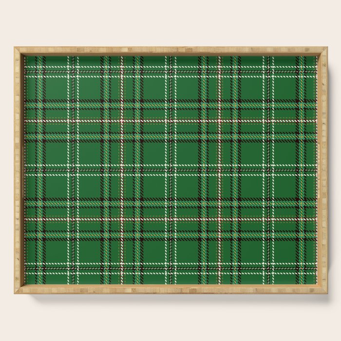 Green Tartan Plaid Christmas Pattern Serving Tray Gallery Image 1