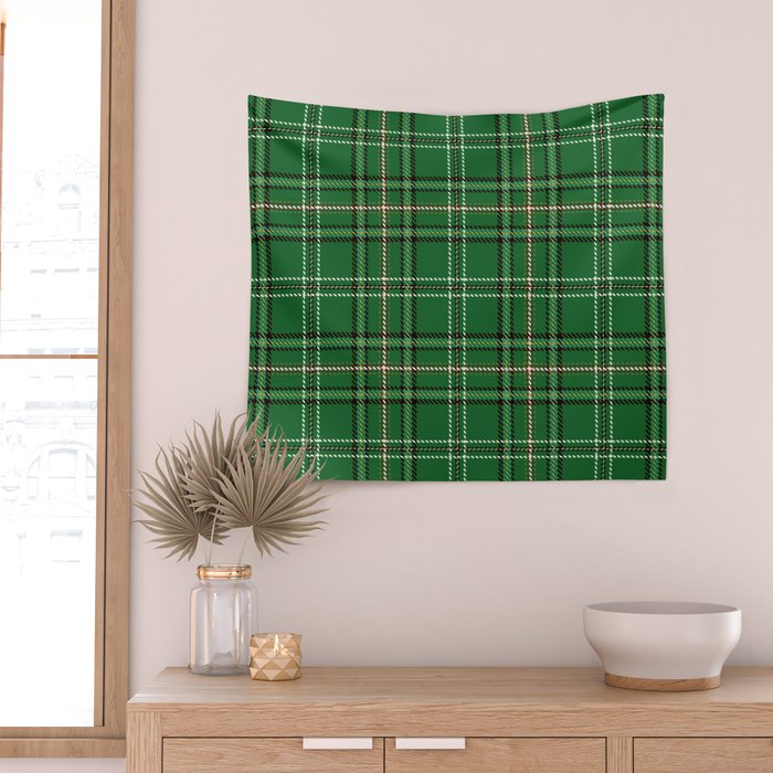Green Tartan Plaid Christmas Pattern Wall Tapestry Gallery Image 2