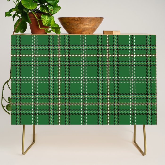 Green Tartan Plaid Christmas Pattern Credenza Gallery Image 1