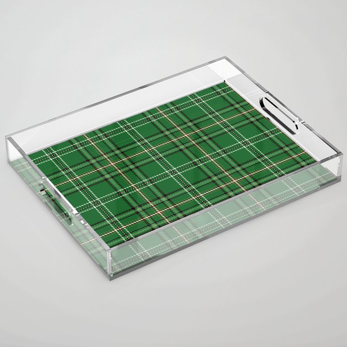 Green Tartan Plaid Christmas Pattern Acrylic Tray Gallery Image 1