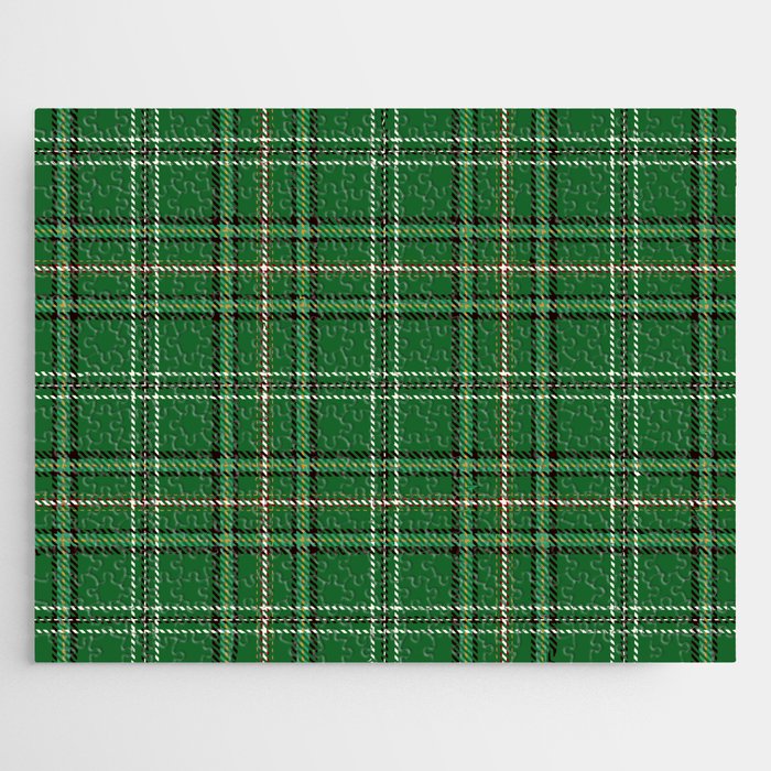 Green Tartan Plaid Christmas Pattern Jigsaw Puzzle Gallery Image 1