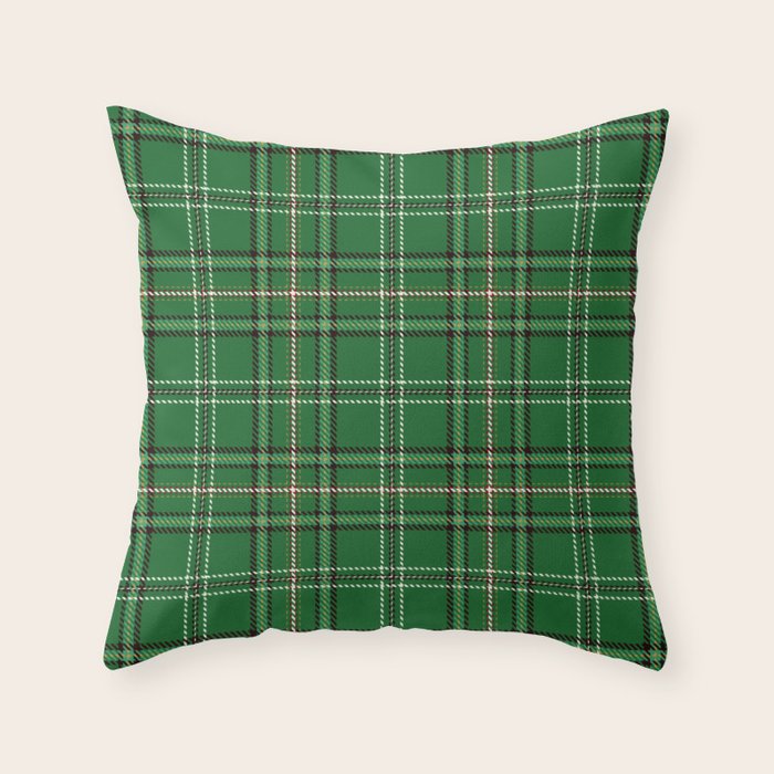 Green Tartan Plaid Christmas Pattern Throw Pillow Gallery Image 1
