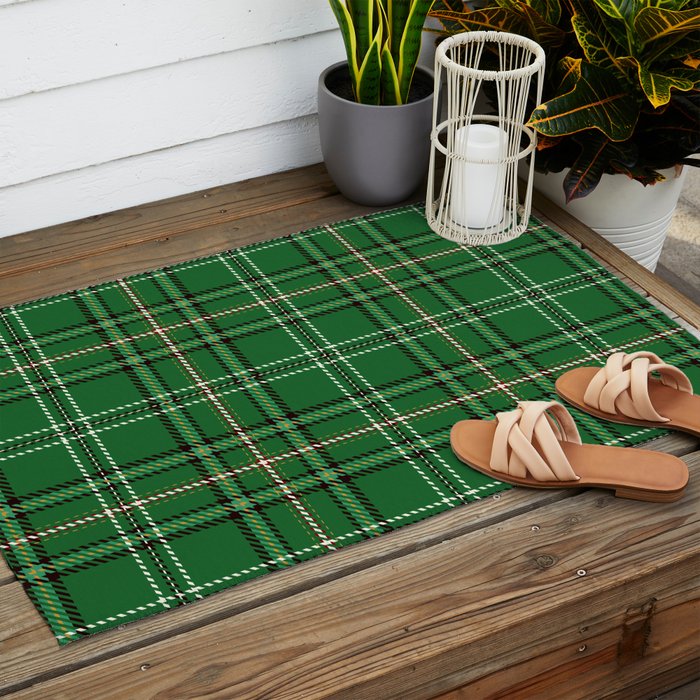 Green Tartan Plaid Christmas Pattern Outdoor Rug Gallery Image 2