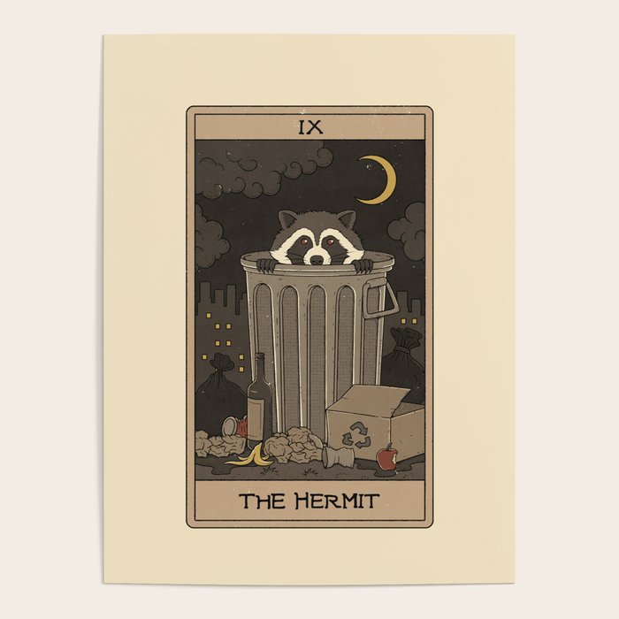 The Hermit - Raccoons Tarot Poster Gallery Image 4
