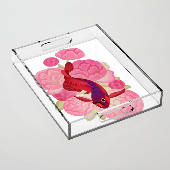 Arowana and peony 2 Acrylic Tray Gallery Image 1
