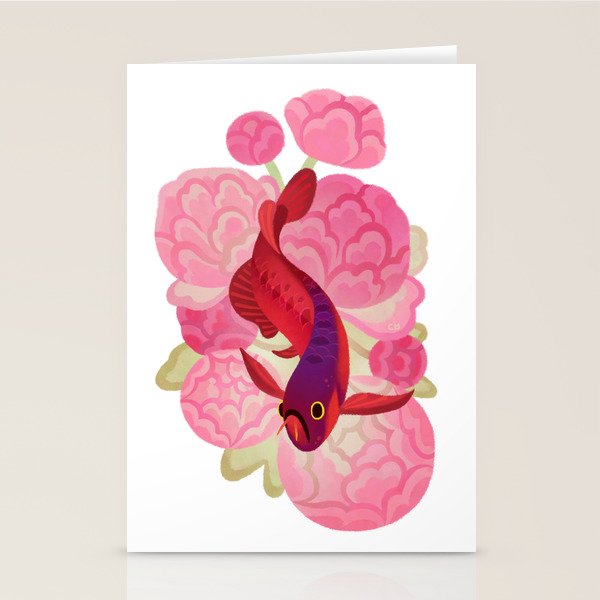 Arowana and peony 2 Stationery Card Gallery Image 2
