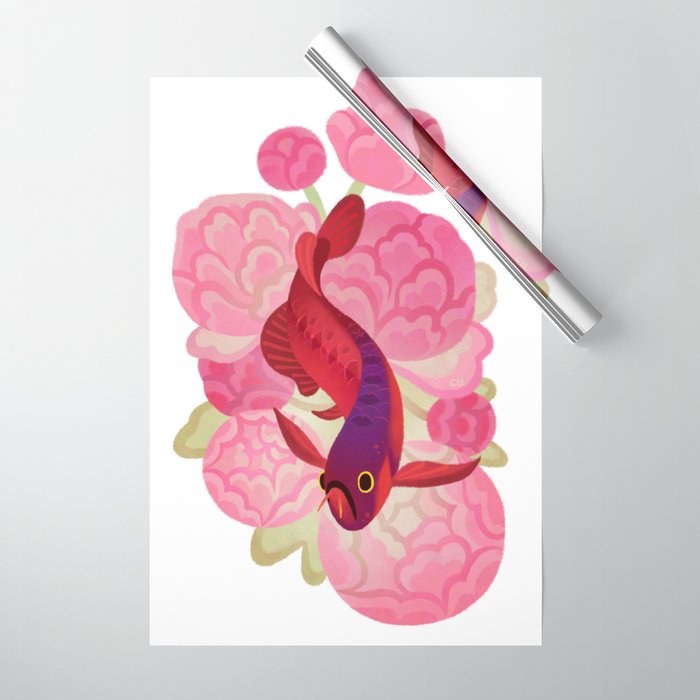 Arowana and peony 2 Wrapping Paper Gallery Image 1