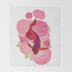 Arowana and peony 2 Throw Blanket Gallery Image 2