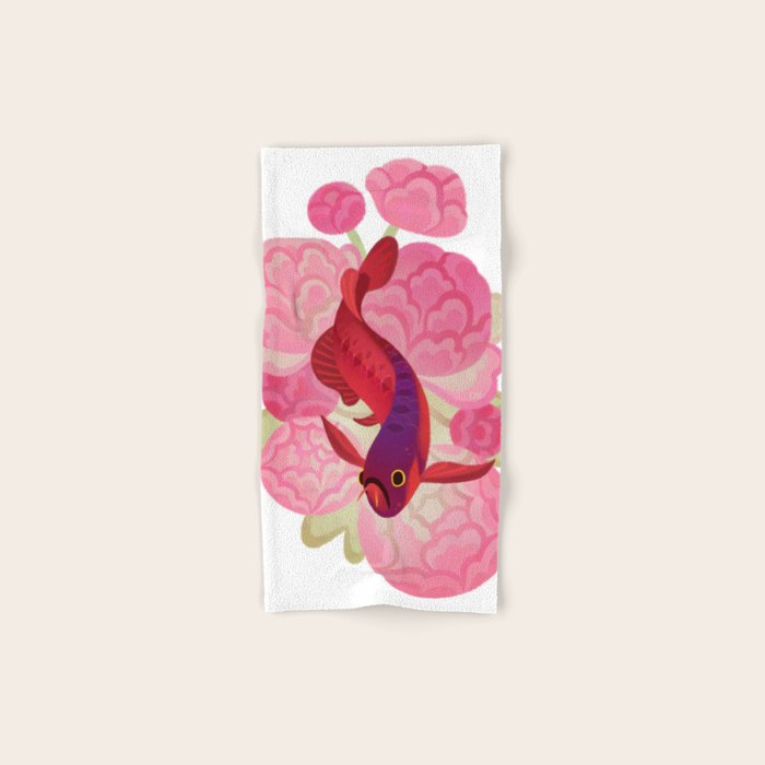 Arowana and peony 2 Bath Towel Gallery Image 1