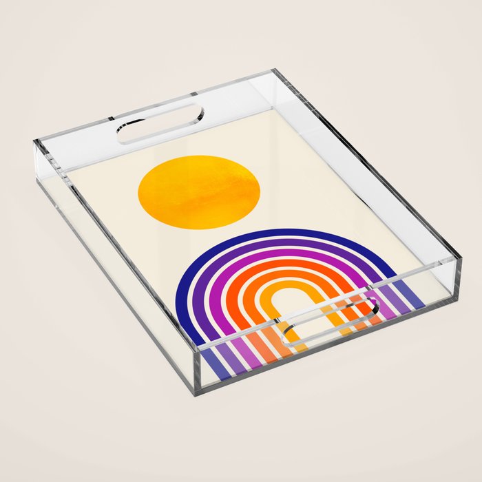 Rainbow Sun: Retro 80s Edition Acrylic Tray Gallery Image 1
