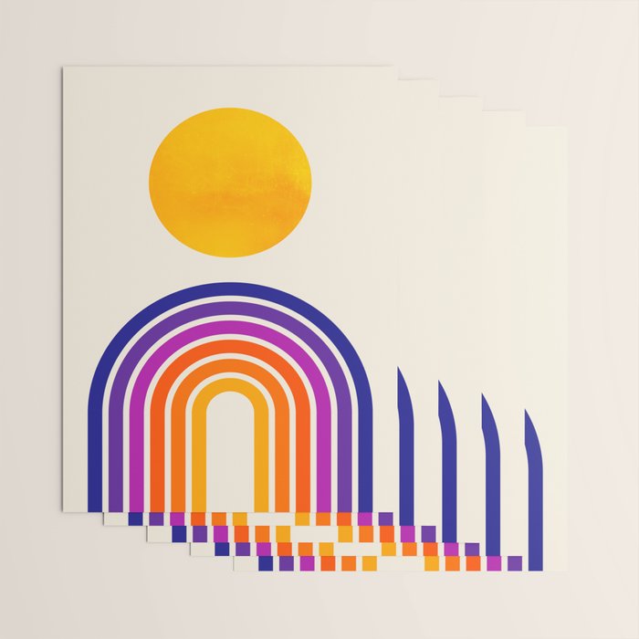 Rainbow Sun: Retro 80s Edition Wrapping Paper Gallery Image 3