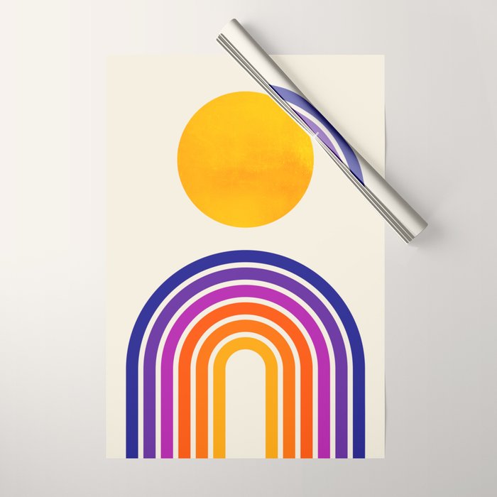 Rainbow Sun: Retro 80s Edition Wrapping Paper Gallery Image 1