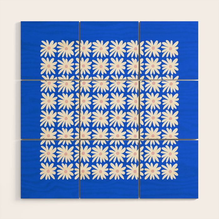 Daisies in Blue Wood Wall Art Gallery Image 1