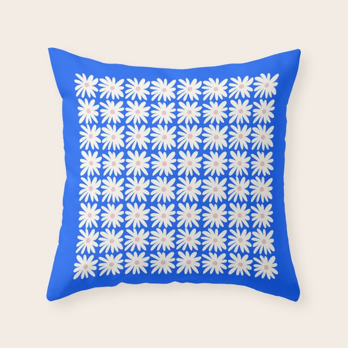 Daisies in Blue Throw Pillow Gallery Image 1