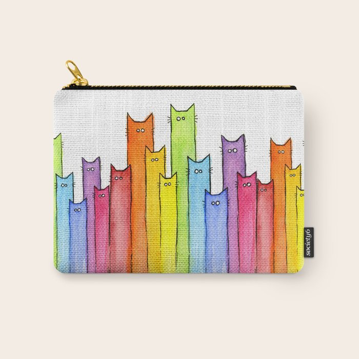 Rainbow of Cats Funny Whimsical Animals Carry All Pouch Gallery Image 1