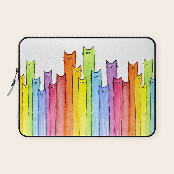 Rainbow of Cats Funny Whimsical Animals Laptop Sleeve Gallery Image 1