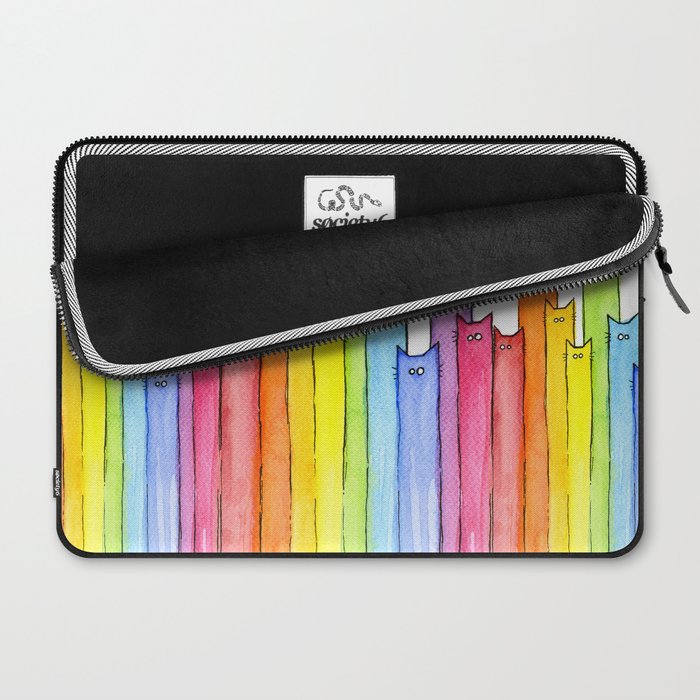 Rainbow of Cats Funny Whimsical Animals Laptop Sleeve Gallery Image 2