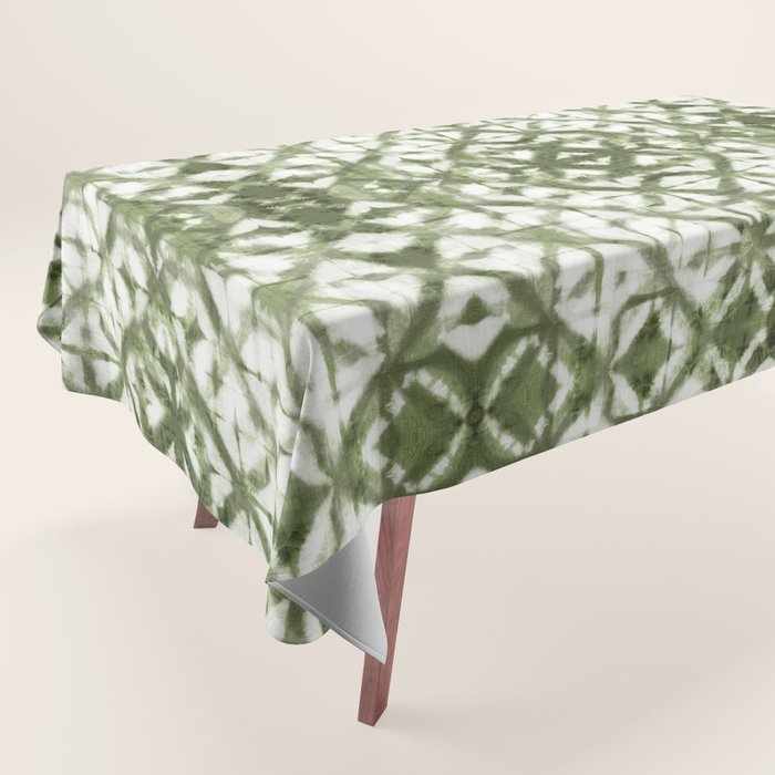 Shibori olive diamond tie dye patetrn Tablecloth Gallery Image 1