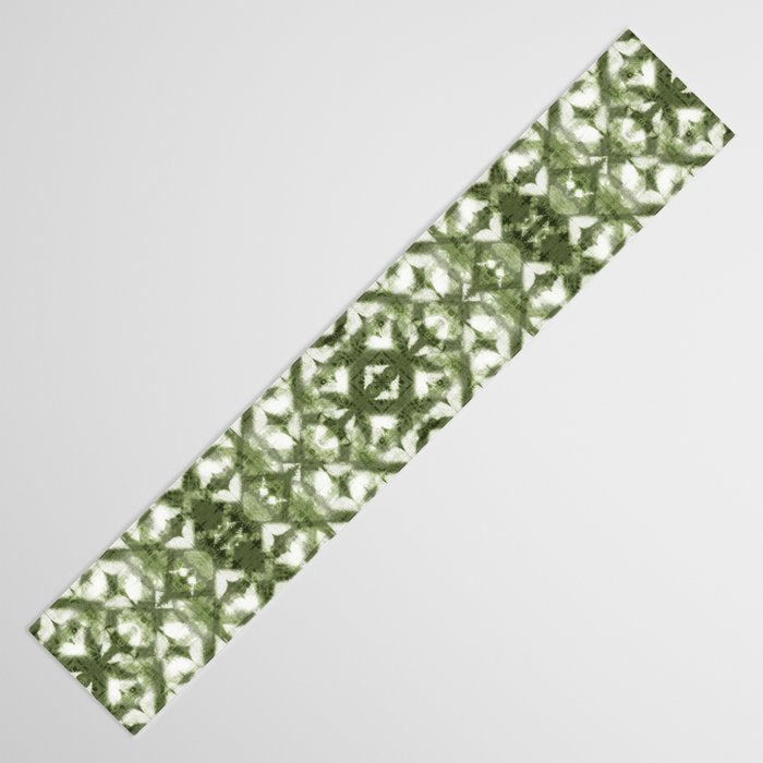 Shibori olive diamond tie dye patetrn Table Runner Gallery Image 3