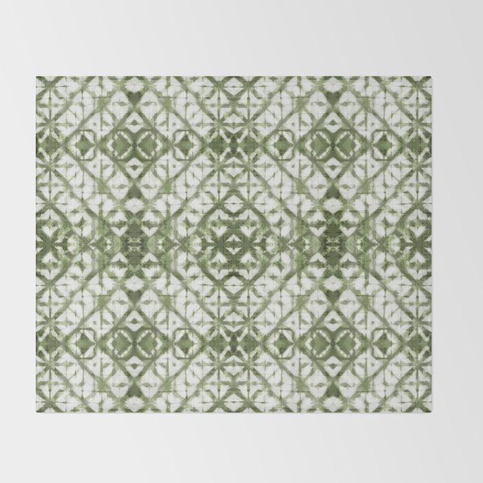 Shibori olive diamond tie dye patetrn Throw Blanket Gallery Image 2