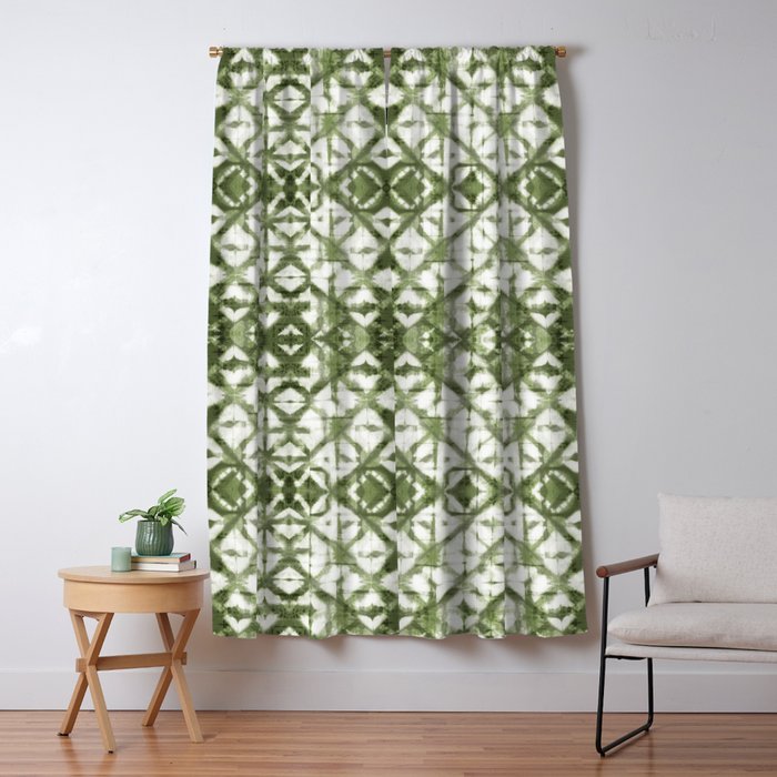 Shibori olive diamond tie dye patetrn Window Curtain Gallery Image 5