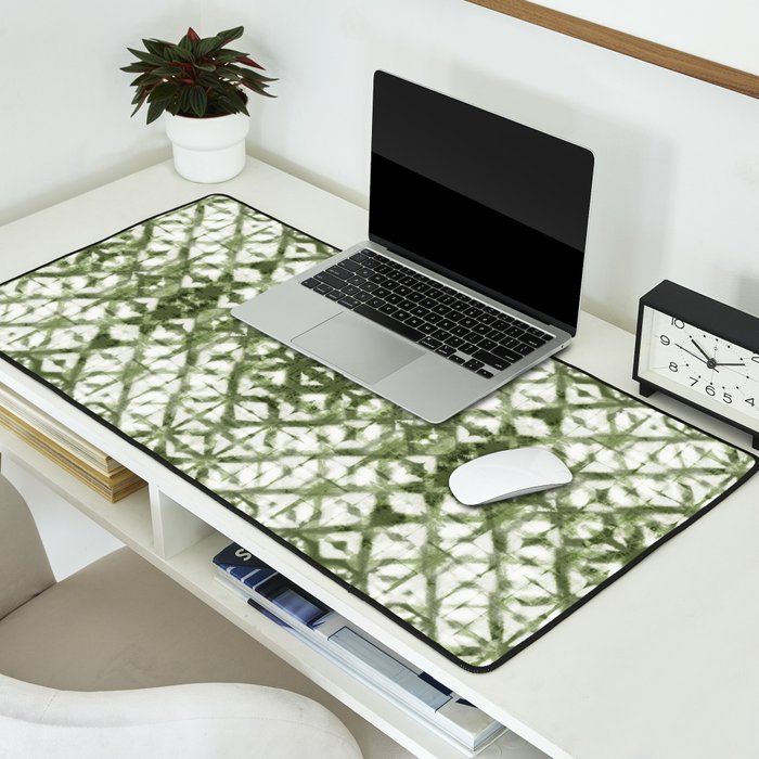 Shibori olive diamond tie dye patetrn Desk Mat Gallery Image 2