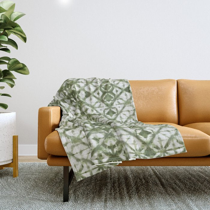 Shibori olive diamond tie dye patetrn Throw Blanket Gallery Image 1