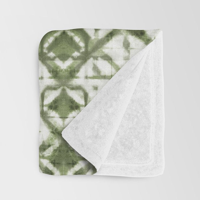 Shibori olive diamond tie dye patetrn Throw Blanket Gallery Image 3