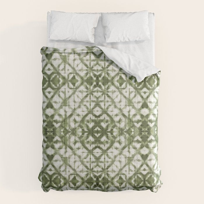 Shibori olive diamond tie dye patetrn Comforter Gallery Image 1