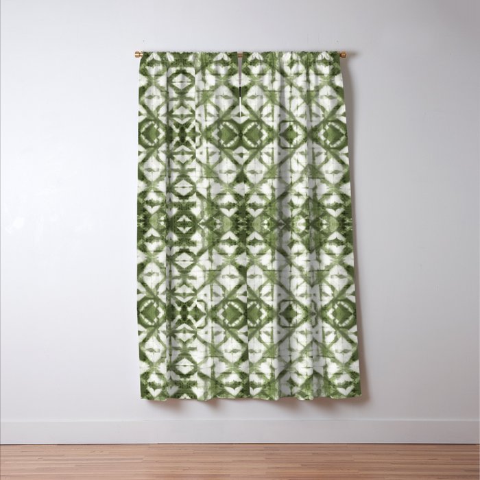Shibori olive diamond tie dye patetrn Window Curtain Gallery Image 3