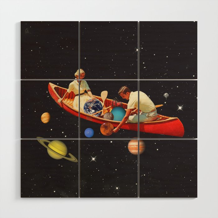 Big Bang Generation - A romantic boat ride amongst planets & stars in space Wood Wall Art Gallery Image 1