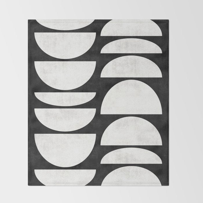 Mid-Century Modern Pattern No.8 - Black and White Throw Blanket Gallery Image 2