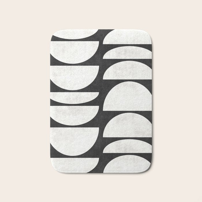 Mid-Century Modern Pattern No.8 - Black and White Bath Mat Gallery Image 1