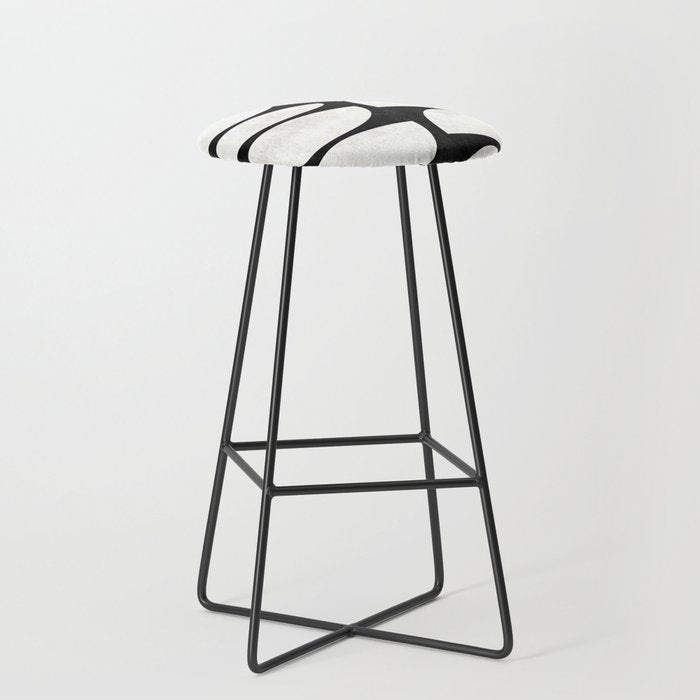 Mid-Century Modern Pattern No.8 - Black and White Stool Gallery Image 1