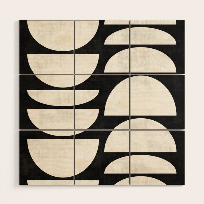 Mid-Century Modern Pattern No.8 - Black and White Wood Wall Art Gallery Image 1